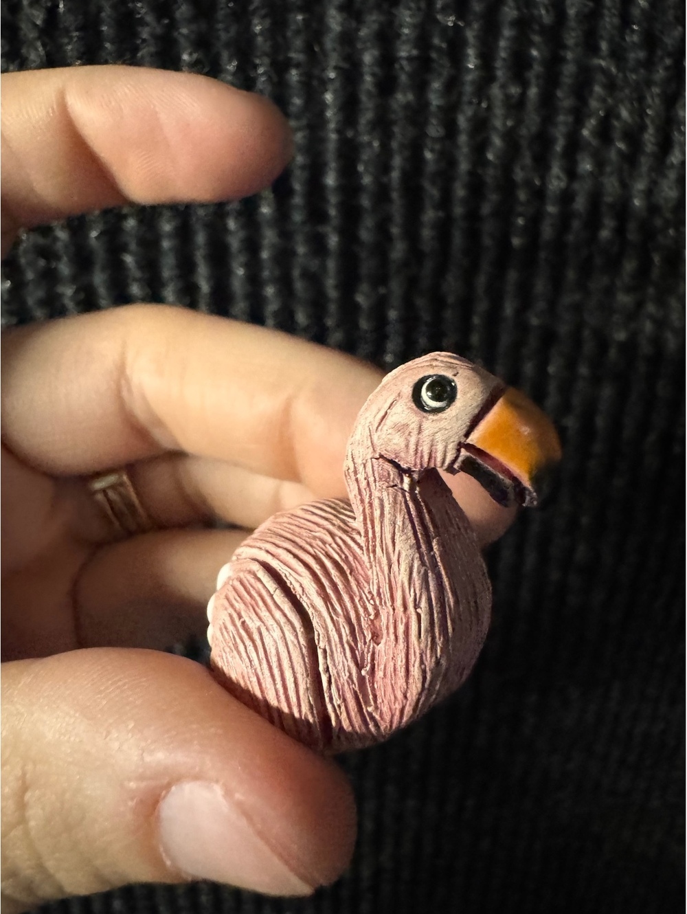 Mini Pink Flamingo Figurine Handcrafted Sculpture